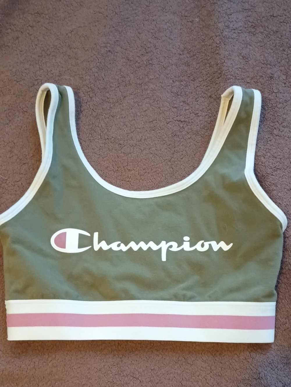 Champion Olive Green Swim Top with Pink Accent